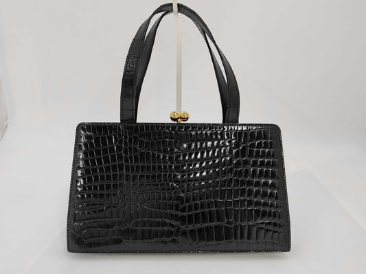 Spreafico Crocodile Handbag Black Handbag