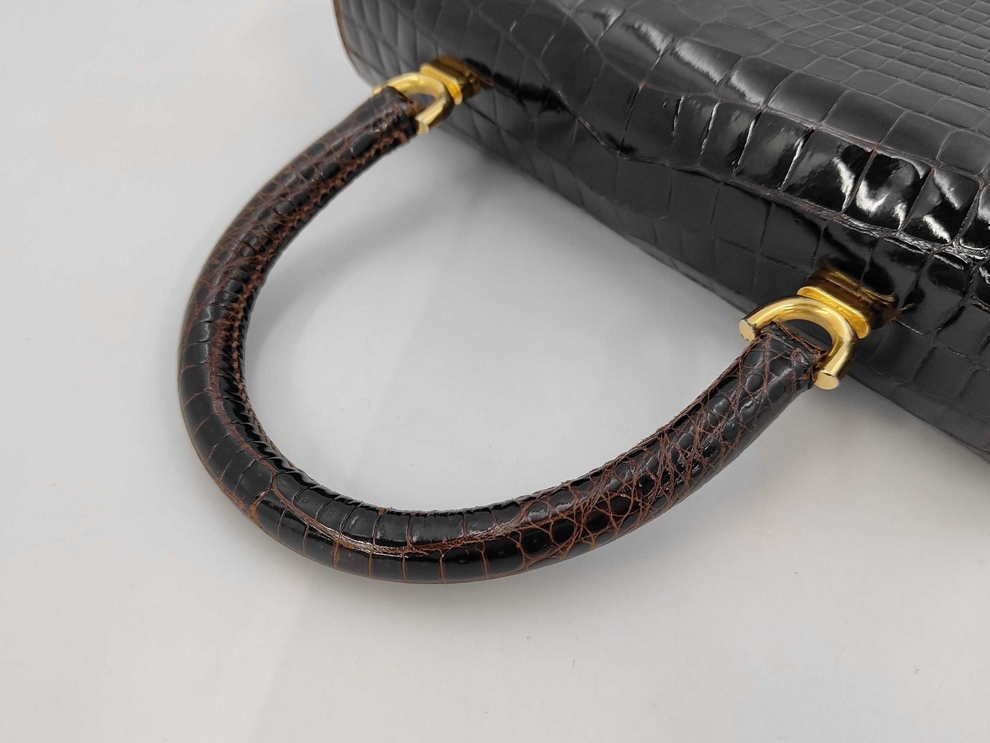 Spreafico Crocodile Handbag Black Handbag