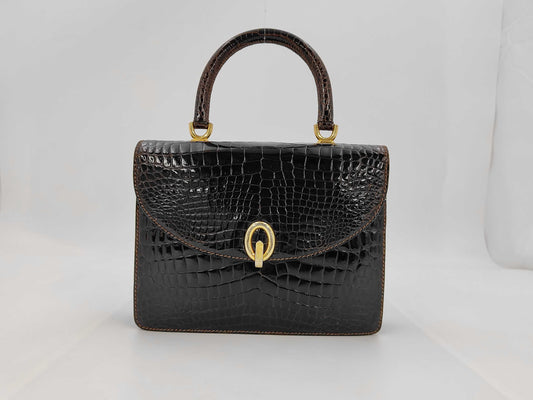 Spreafico Crocodile Handbag Black Handbag