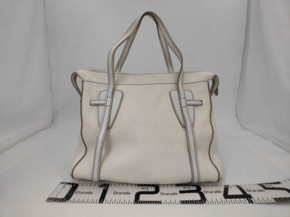 TODS Leather Tote Bag White Tote Bag