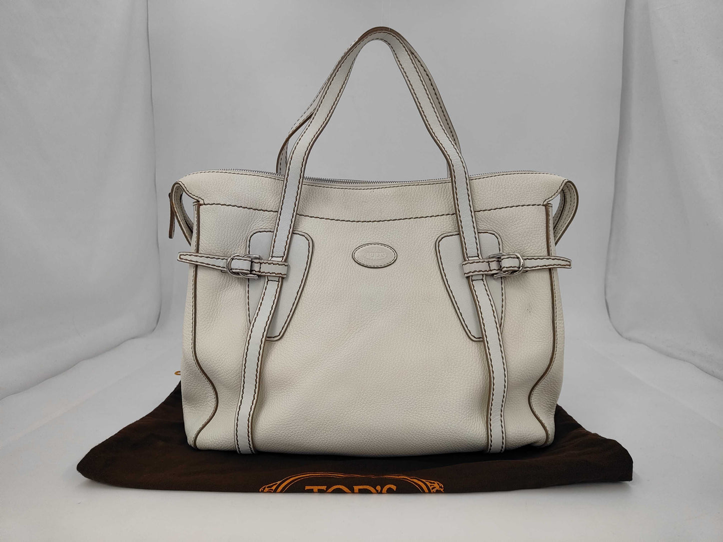 TODS Leather Tote Bag White Tote Bag