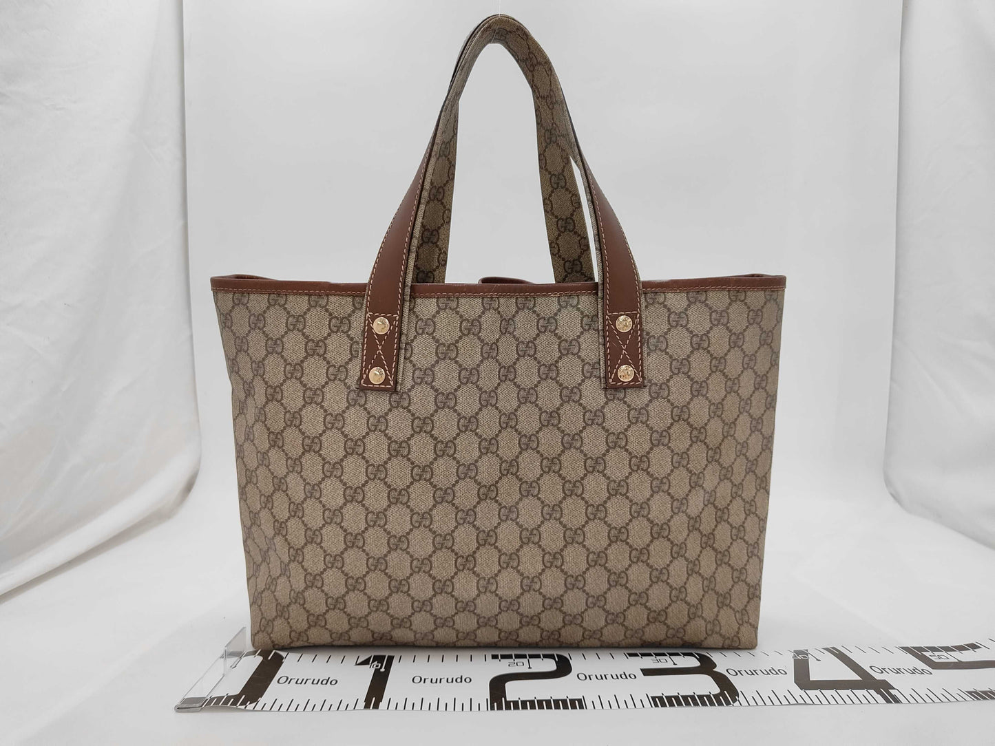 GUCCI GG Supreme 211134 Sherry Line PVC Leather Tote Bag