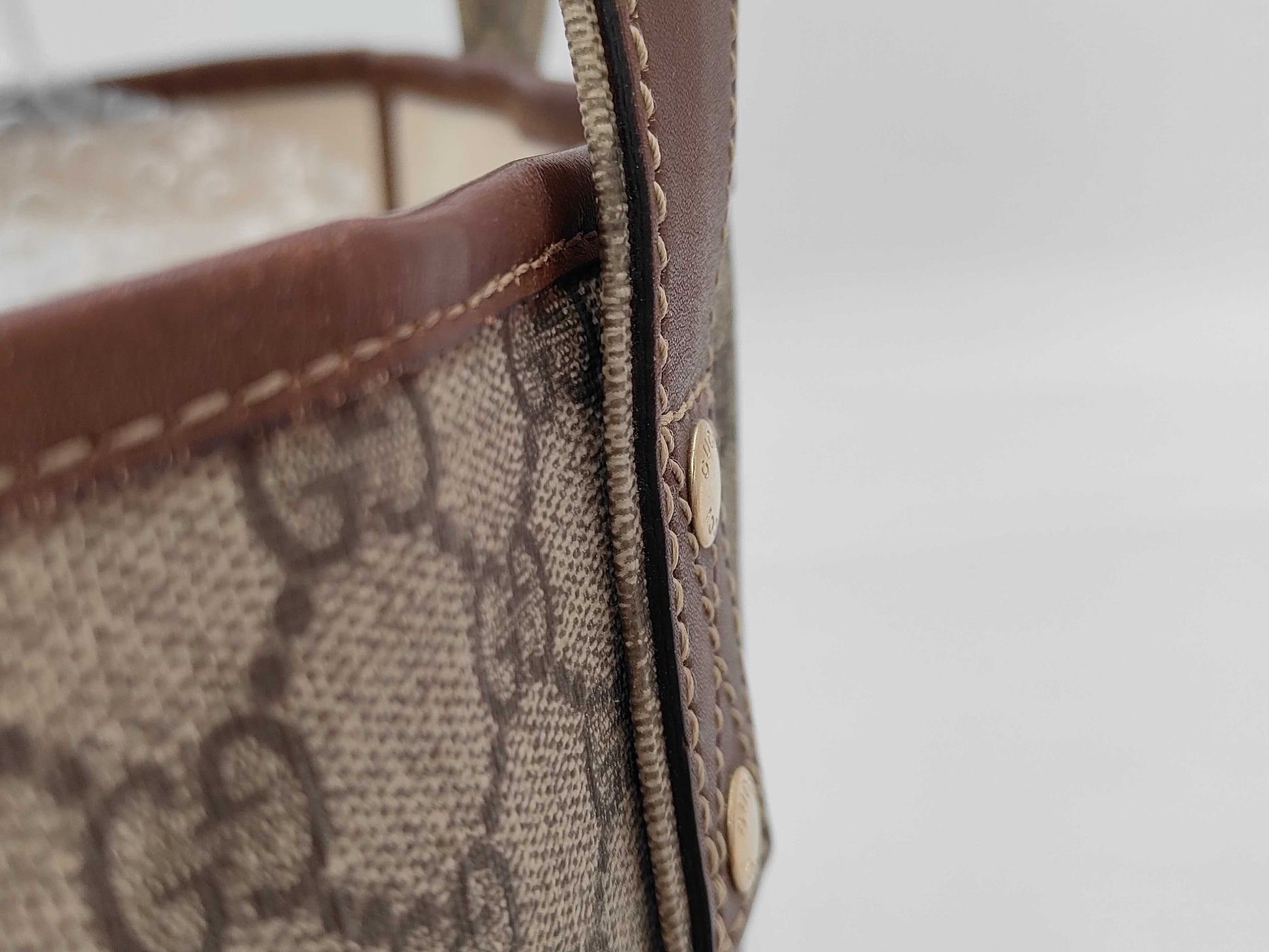 GUCCI GG Supreme 211134 Sherry Line PVC Leather Tote Bag