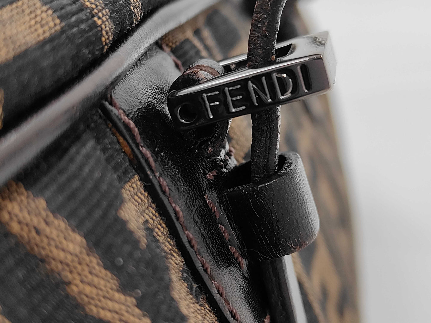 FENDI Zucca Leather Canvas Handbag