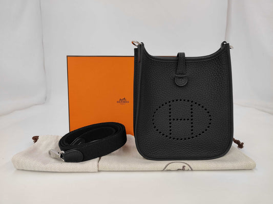 HERMES Evelyn TPM Noir Taurillon Shoulder Bag