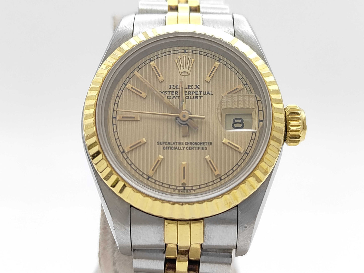 ROLEX 69173 9650651 Champagne Tapestry Dial Jubilee Bracelet Women's Watch