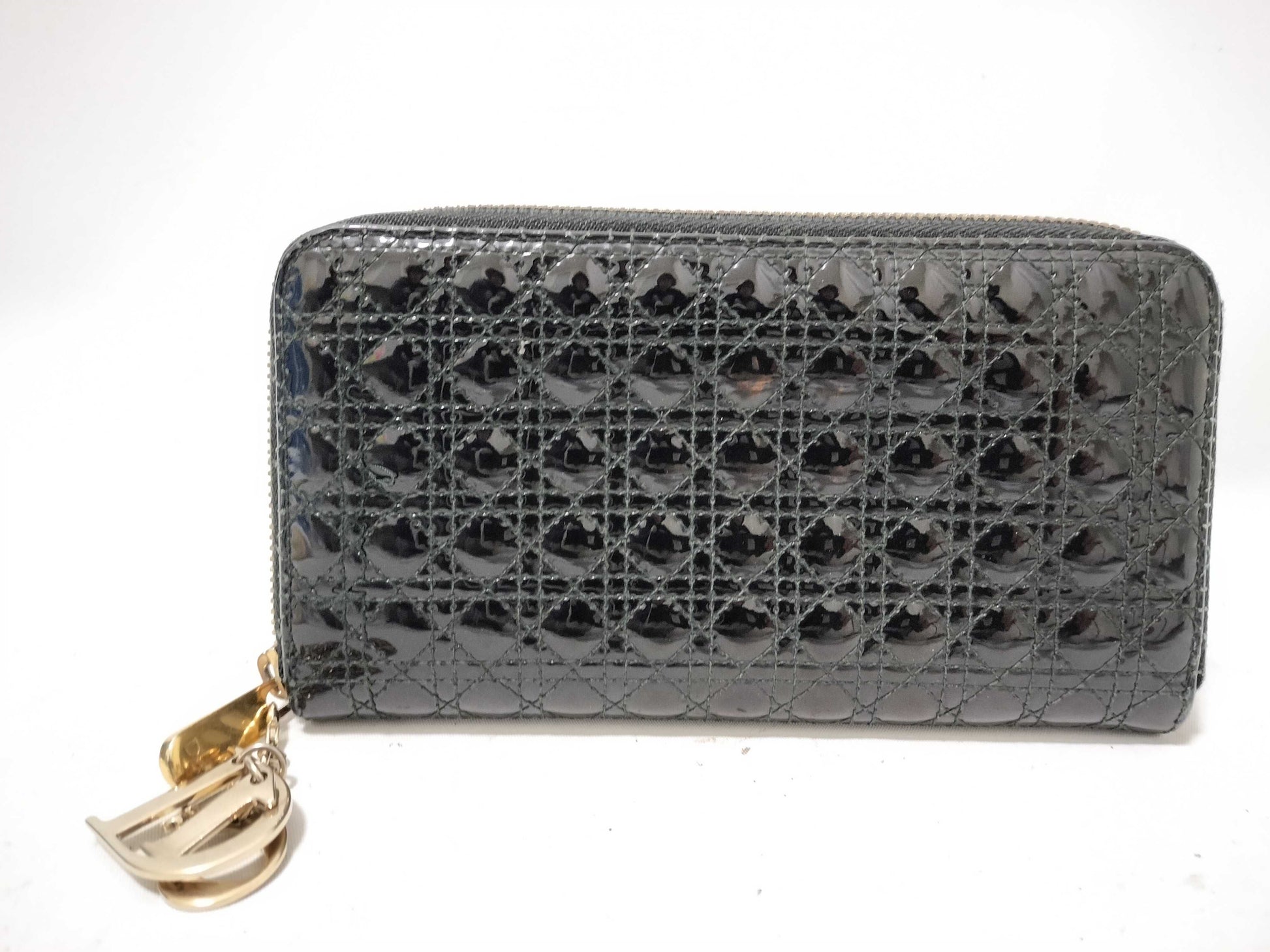 Dior Lady Dior Dior Lady Dior Round Wallet Enamel Wallet