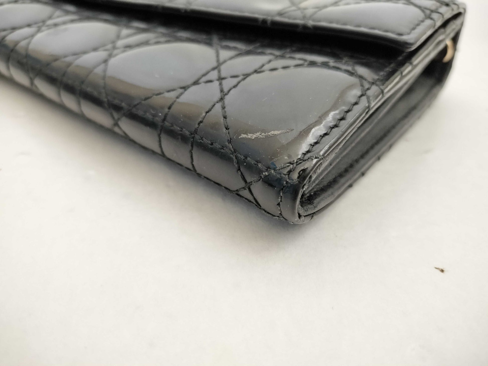 Dior Lady Dior Canage Round Wallet Enamel Wallet