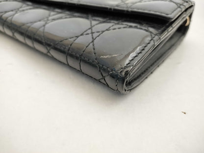 Dior Lady Dior Canage Round Wallet Enamel Wallet