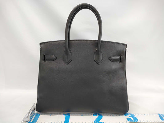 HERMES Birkin 30 Epsom Black Silver Hardware X Stamp Handbag