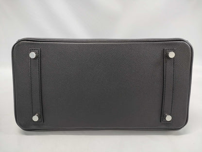 HERMES Birkin 30 Epsom Black Silver Hardware X Stamp Handbag