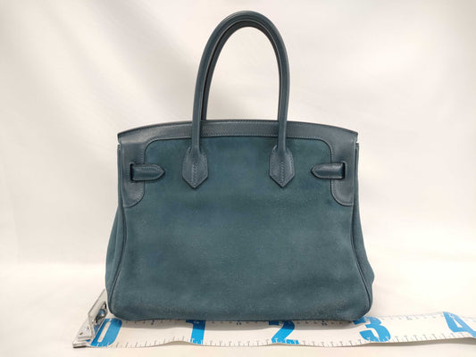 HERMES Birkin 30 Blue Thalassa Gold Hardware Handbag