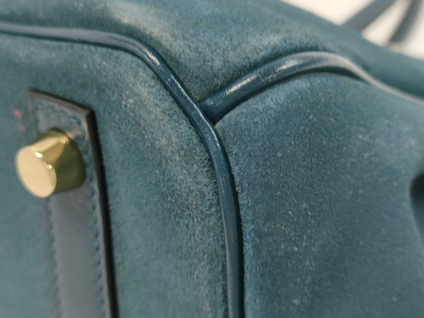 HERMES Birkin 30 Blue Thalassa Gold Hardware Handbag