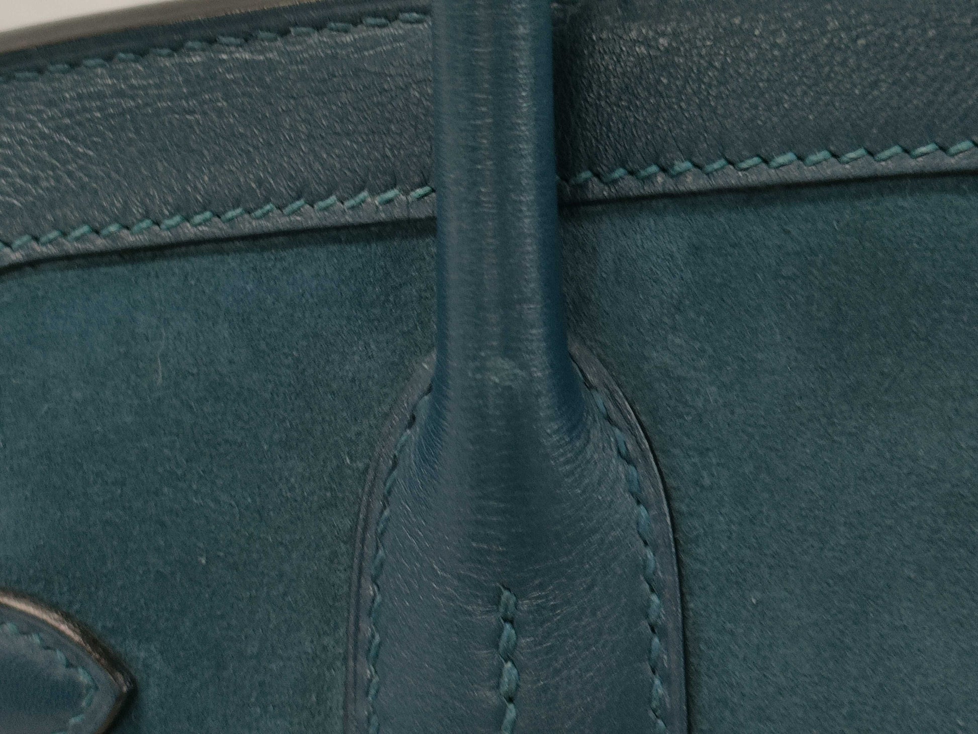 HERMES Birkin 30 Blue Thalassa Gold Hardware Handbag