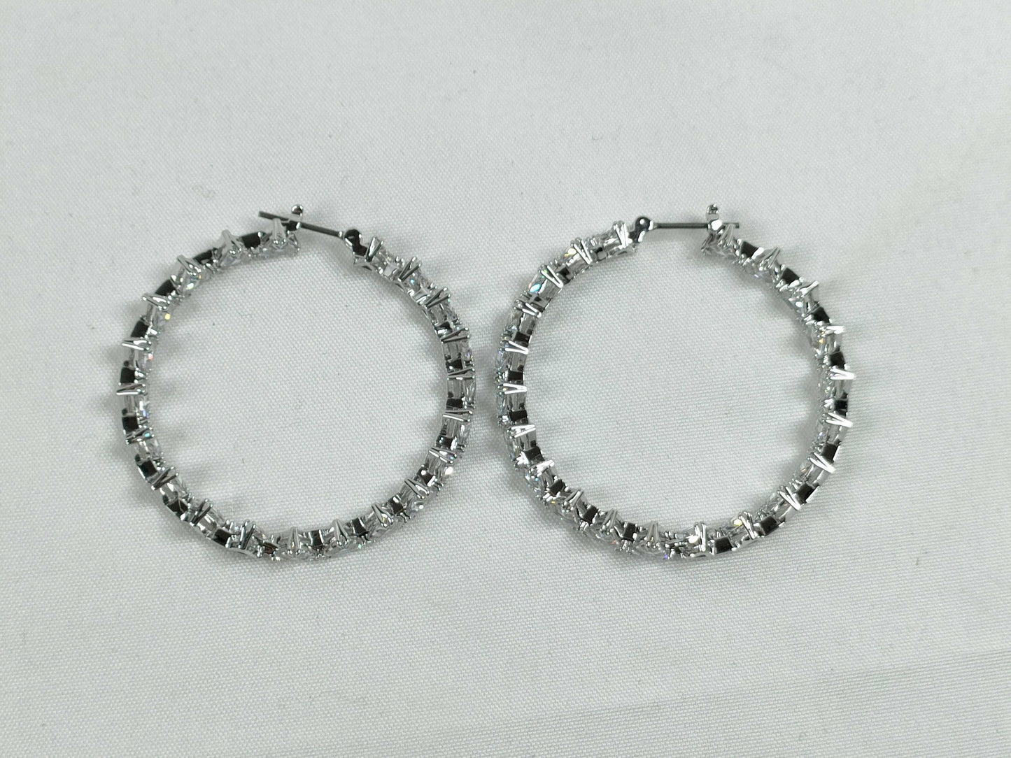 SWAROVSKI Rhinestone Circle Earrings, Metal, 8.8g