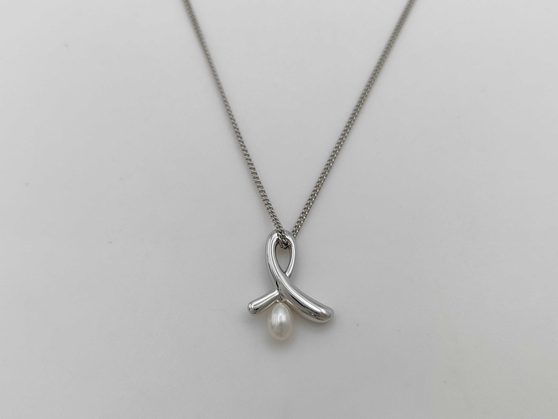 TASAKI Semi-Round Pearl Necklace, Approx. 4.4mm Diameter, Sterling Silver, 3.8g 