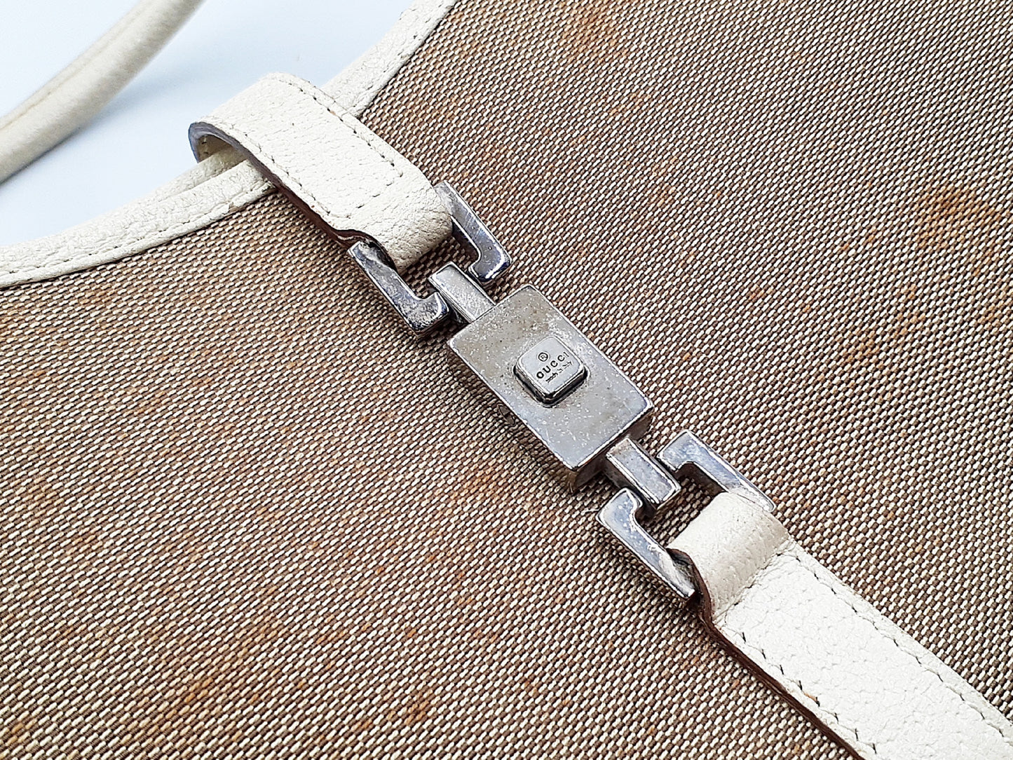 GUCCI Jackie Leather Handbag with Silver Hardware 002.1068