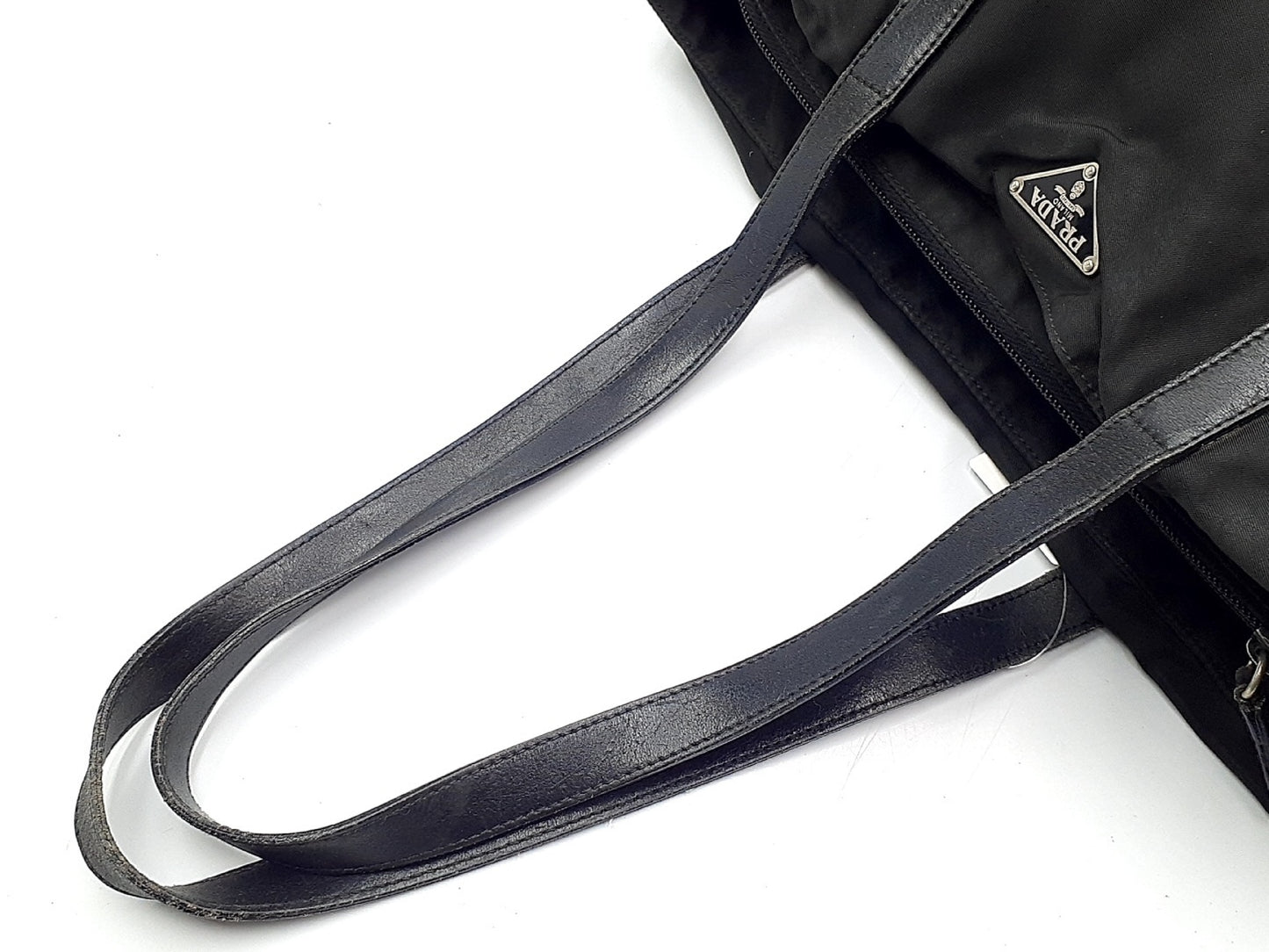 PRADA Nylon Tote Black Triangle Plate Tote Bag