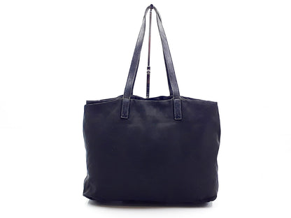 PRADA Nylon Tote Black Triangle Plate Tote Bag