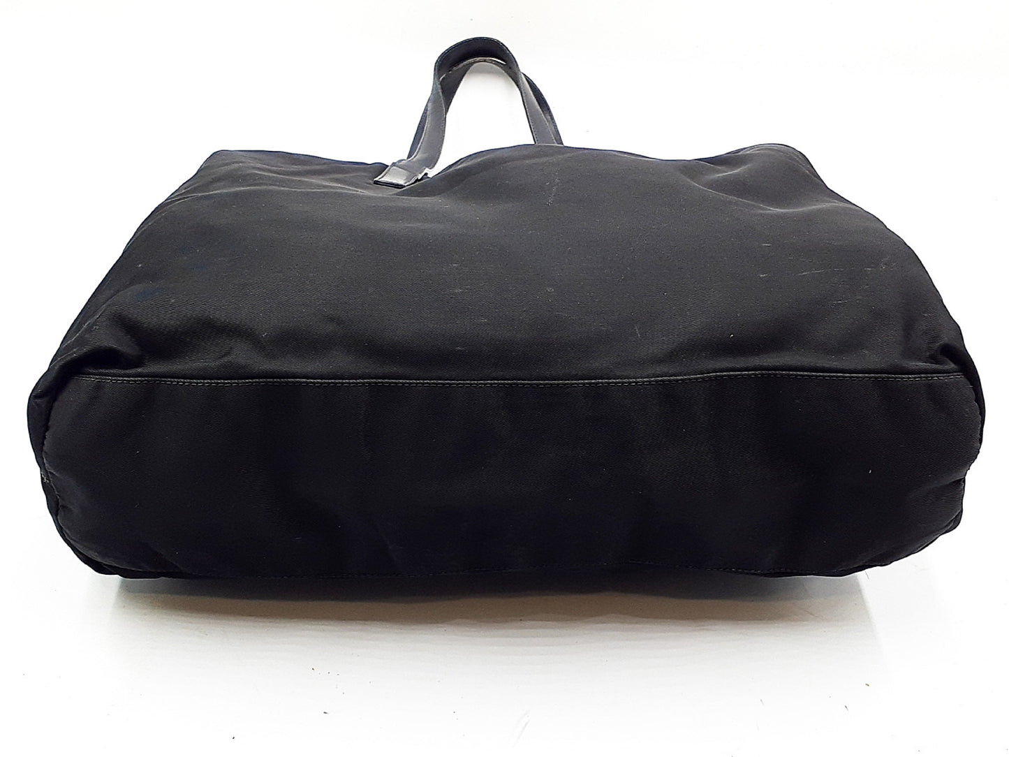 PRADA Nylon Tote Black Triangle Plate Tote Bag