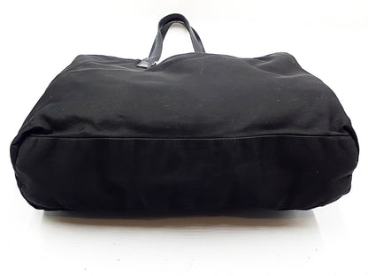 PRADA Nylon Tote Black Triangle Plate Tote Bag