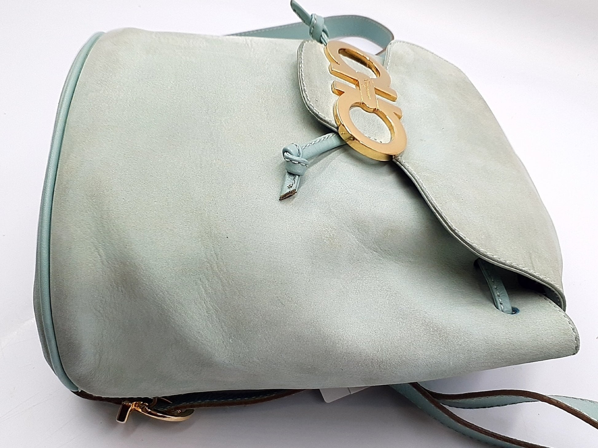 Salvatore Ferragamo Gancini Leather Backpack with Gold Hardware