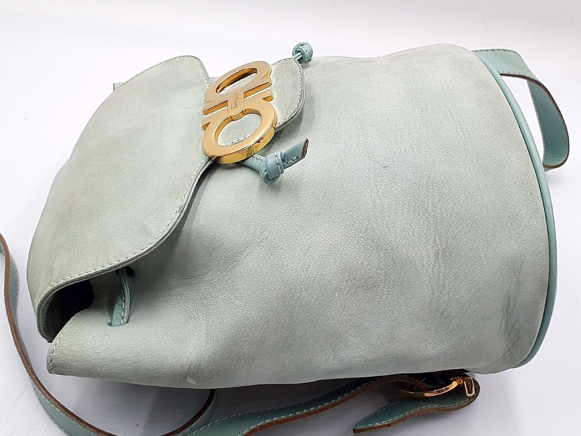 Salvatore Ferragamo Gancini Leather Backpack with Gold Hardware