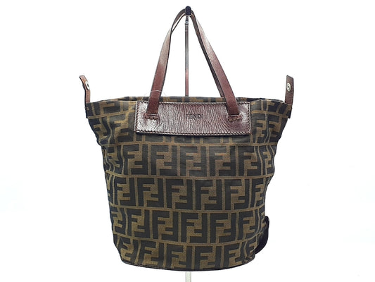 FENDI Zucca Leather Tote Bag