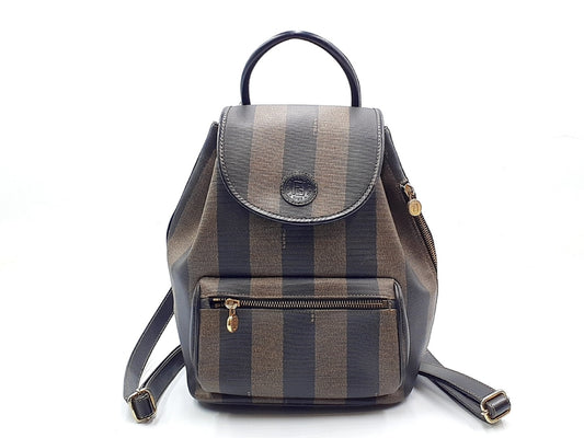 FENDI Pecan Pattern Gold Hardware Leather Backpack