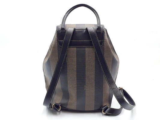 FENDI Pecan Pattern Gold Hardware Leather Backpack