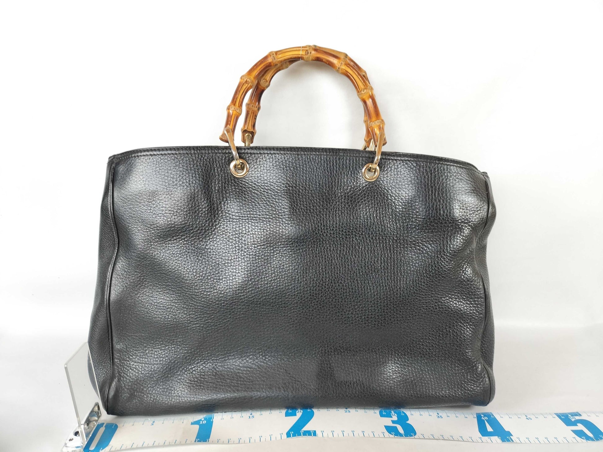 GUCCI Bamboo Swing Leather Tote Bag Handbag