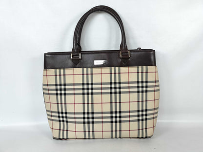 BURBERRY Nova Check Leather Tote Bag