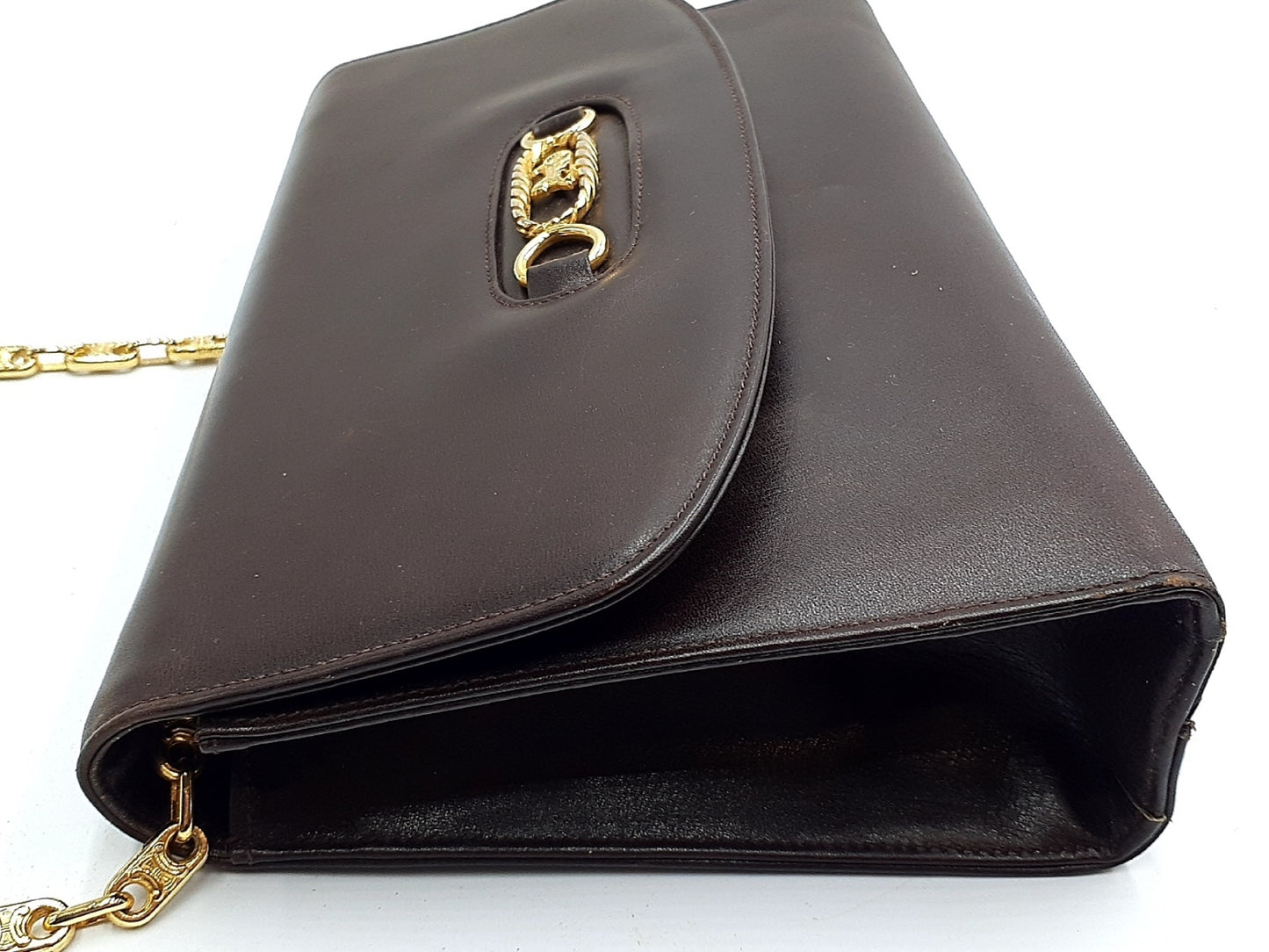 CELINE 4-Piece Macadam Pattern Chain Shoulder Bag Leather Vintage Second Bag