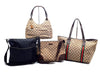 GUCCI 4-piece set: GG canvas, Sherry line, wood handle, leather tote, leather shoulder bag
