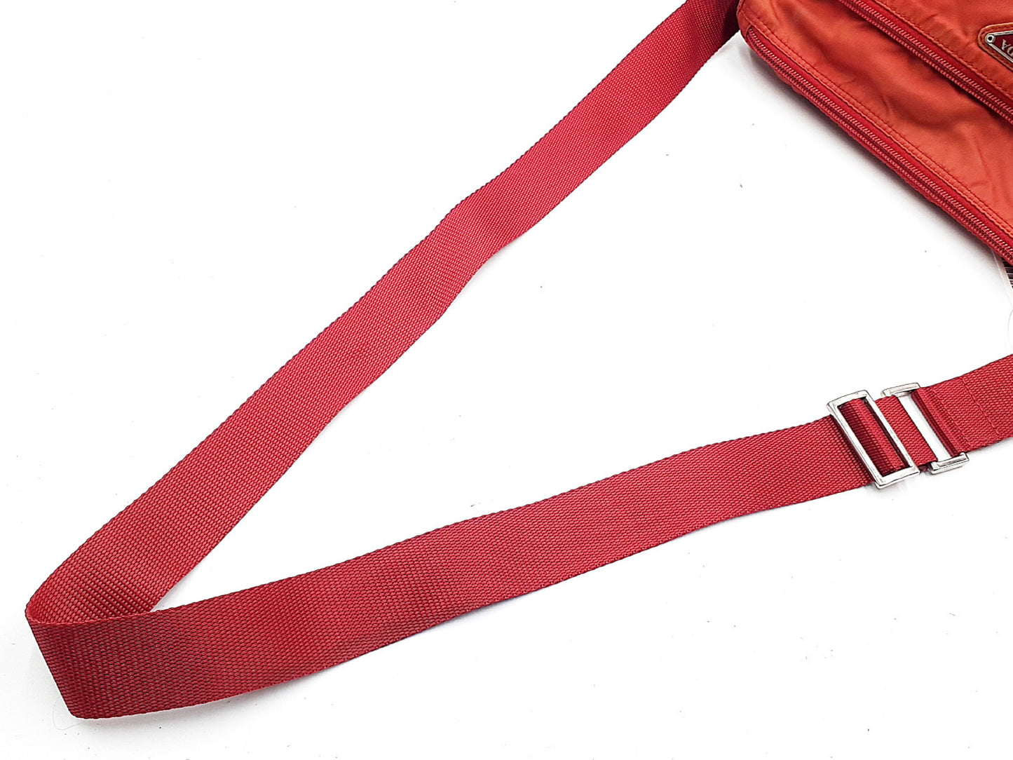 PRADA Nylon Triangle Plate Red Shoulder Bag