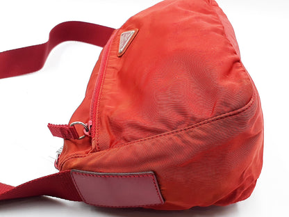 PRADA Nylon Triangle Plate Red Shoulder Bag