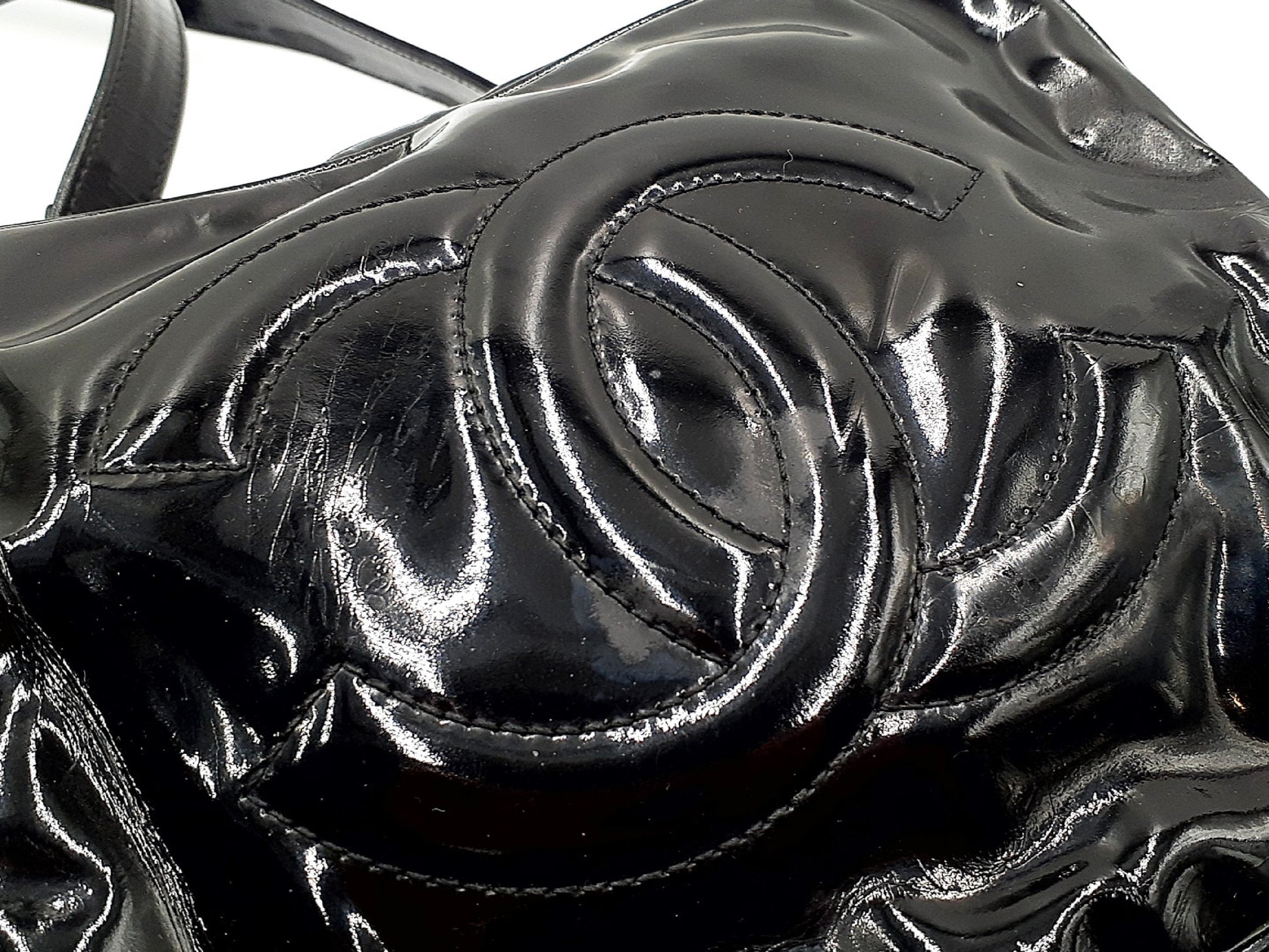 CHANEL 2-way handbag with strap, CC Coco Mark, patent leather, No. 4 series