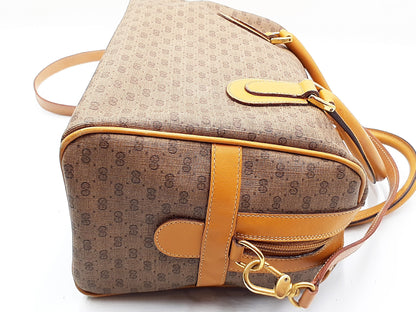 GUCCI 2-way Micro GG Leather Handbag with Strap, Gold Hardware