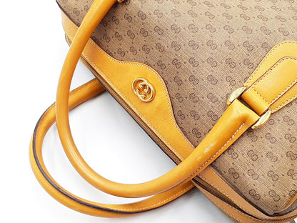 GUCCI 2-way Micro GG Leather Handbag with Strap, Gold Hardware