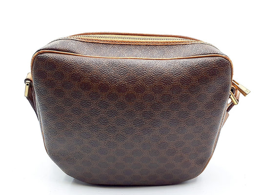 CELINE Macadam Pattern Gold Hardware Vintage Leather Shoulder Bag