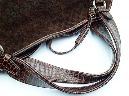 CELINE Bittersweet Crocodile Embossed Brown Handbag