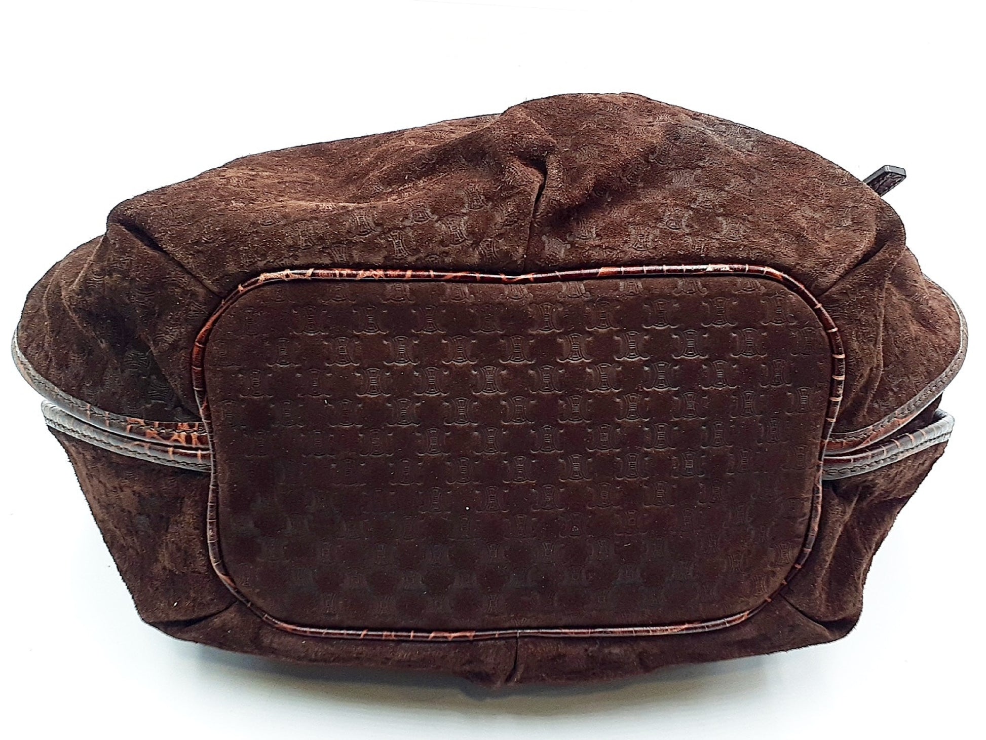 CELINE Bittersweet Crocodile Embossed Brown Handbag