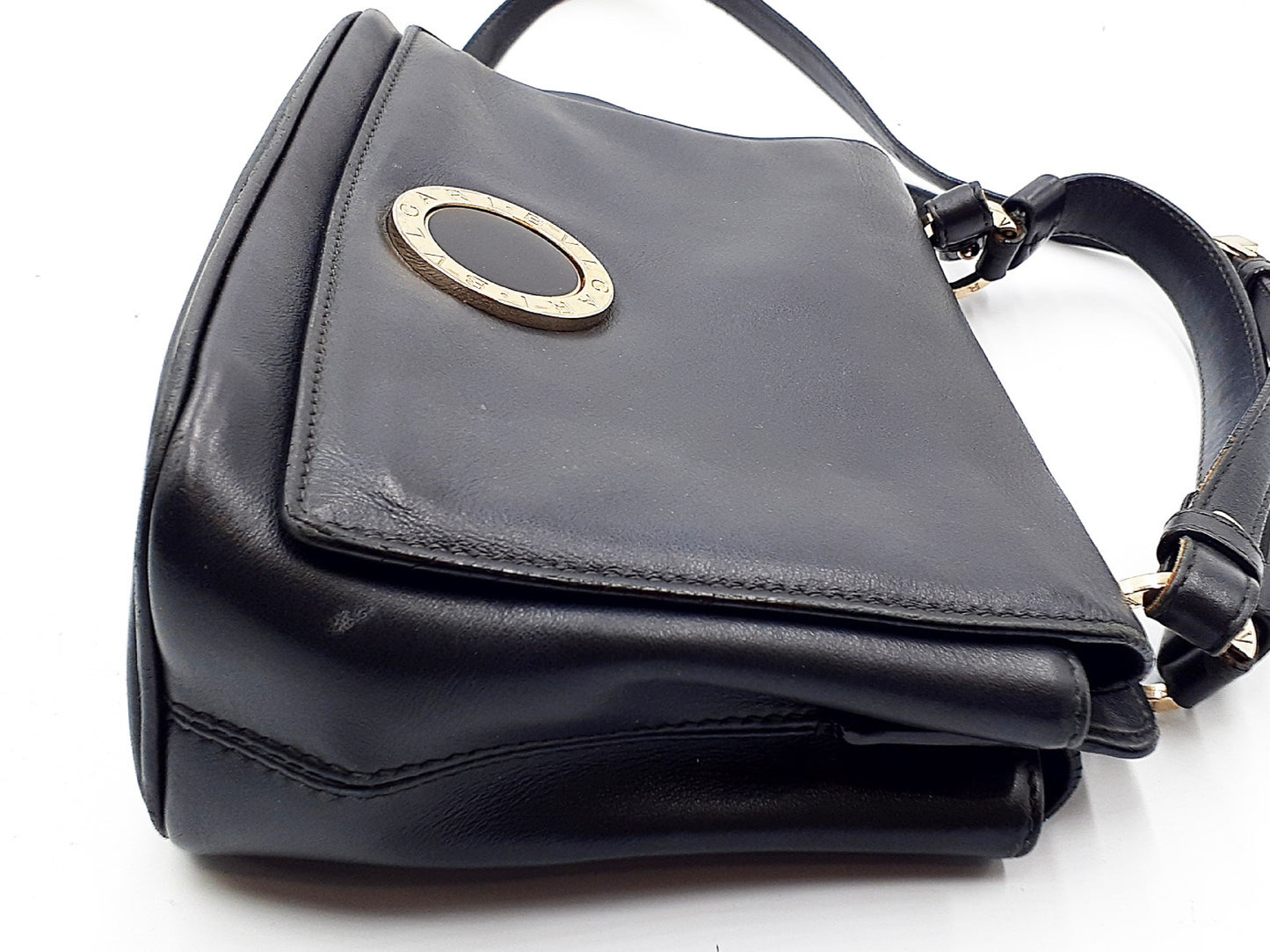 BVLGARI 2-way handbag with strap, B.zero hardware, gold hardware, leather