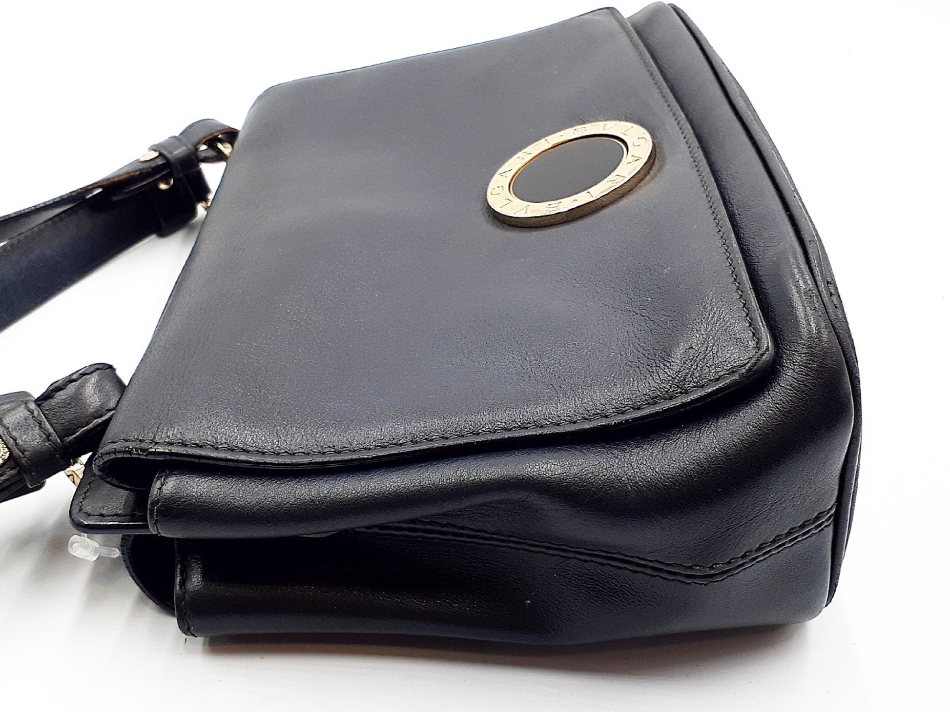 BVLGARI 2-way handbag with strap, B.zero hardware, gold hardware, leather