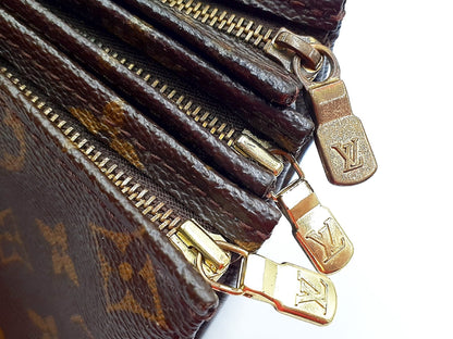 LOUIS VUITTON Monogram 4-Piece Set: Monogram Poche Toilette 15, Poche Toilette 19, Damier Cosmetic Pouch