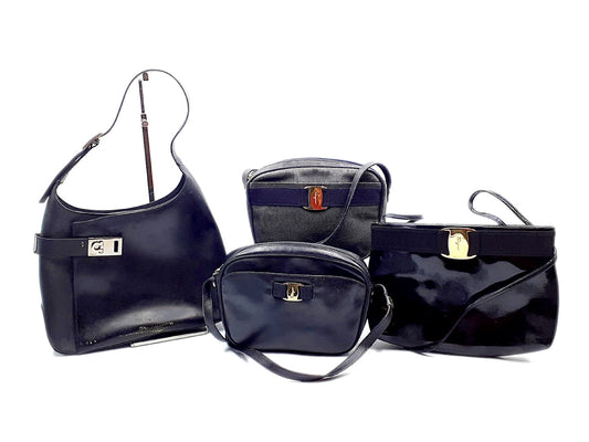 Salvatore Ferragamo Vara 4-Piece Set Vara Gancini Lizard Leather Shoulder Bag with Gold Hardware