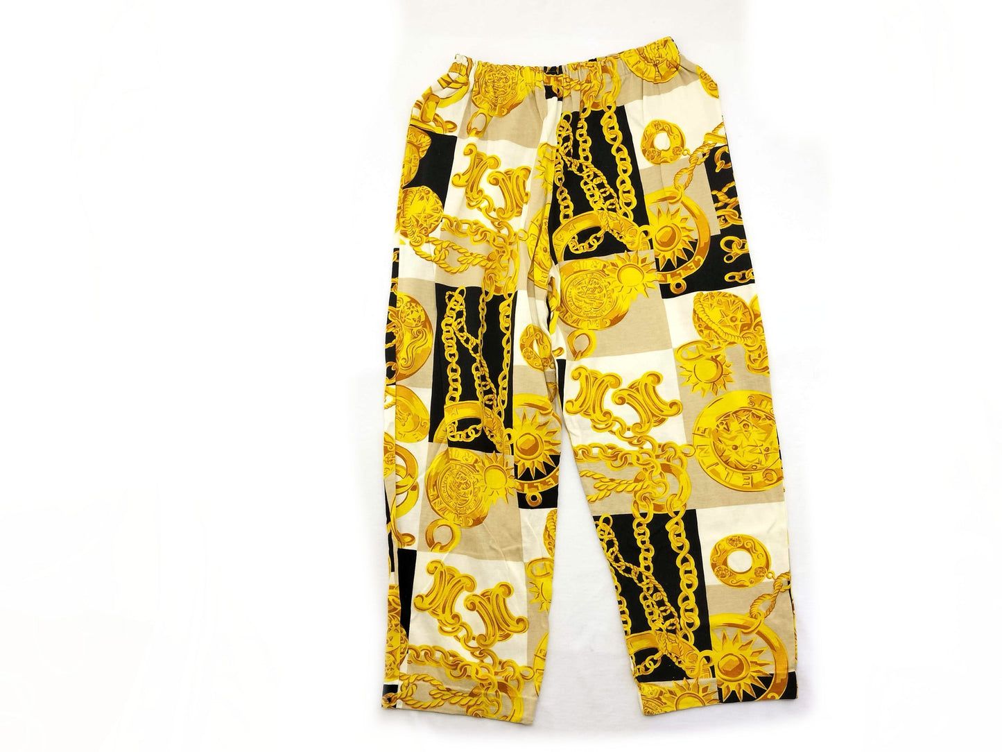 CELINE Triomphe Gold Print Sweatpants with Triomphe Logo