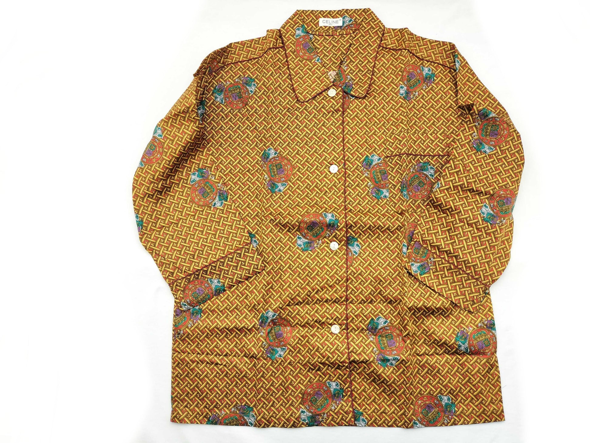 CELINE Triomphe logo button gold pattern set shirt pants other apparel