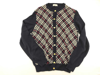BURBERRY Horse Gold Button Nova Check Wool Cardigan Burberry Cardigan