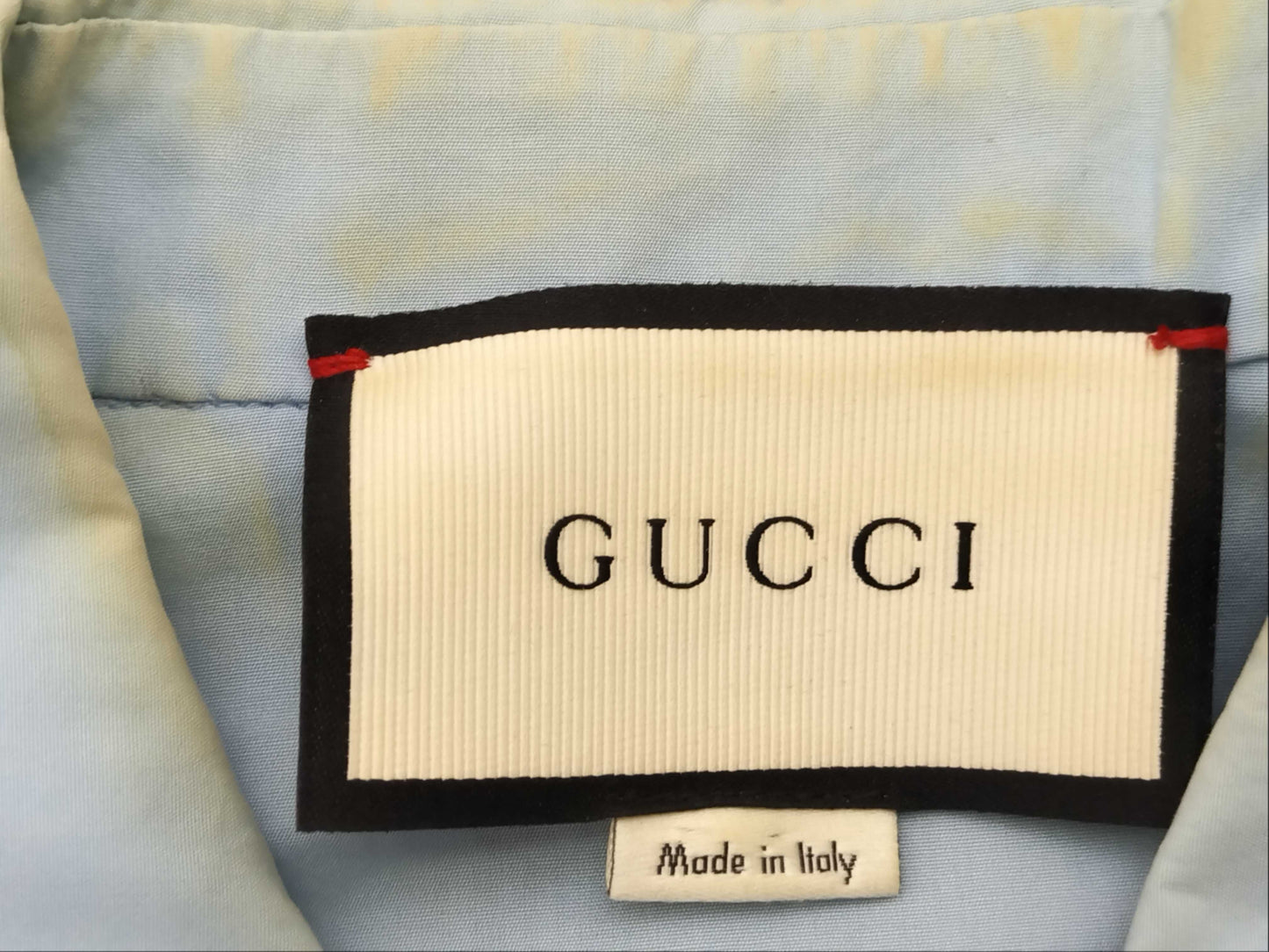 GUCCI Pearl Interlocking Button GG Button Stone Brooch Ribbon Blouse Gucci Shirt